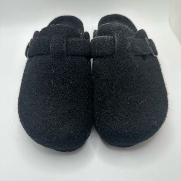 CUSHIONAIRE Women's Cork Footbed Clog with Faux Fur Lining 8.5 BLACK WOOL RETURN - Picture 2 of 7